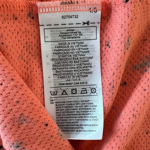Adidas Adicross Golf Desert Button Up Short Sleeve Shirt in Coral Fusion, size S - Picture 8 of 11
